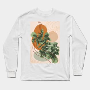 Mid Century Modern, Abstract Plant Illustration, Fiddle Leaf Fig Art Long Sleeve T-Shirt